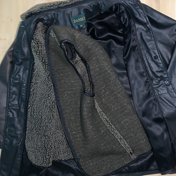DANIER Leather Jacket w/ removable Sherpa insulation vest & collar - Picture 5 of 14